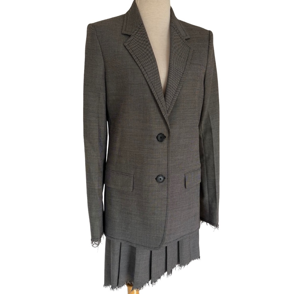 Helmut Lang Deconstructed Wool Suit Set – Asymmetrical Skirt